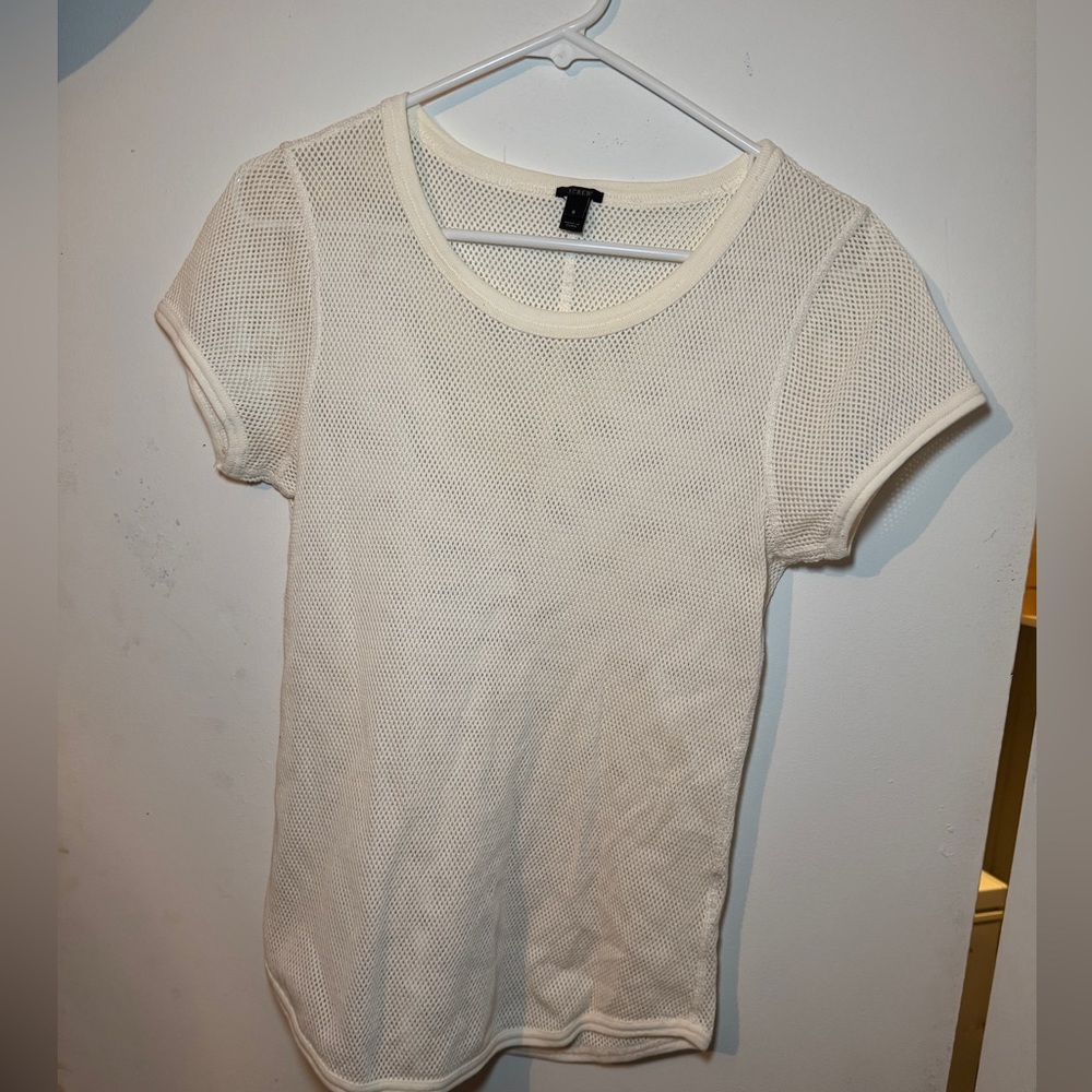 Cream J Crew Fishnet Shirt Size Medium